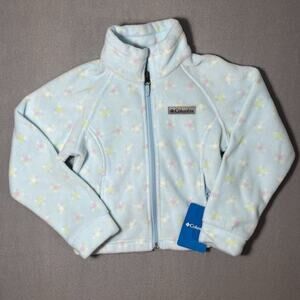 NEW Columbia Fleece Jacket Youth XXS 4/5 Light Blue Floral‎ Full Zip Girl